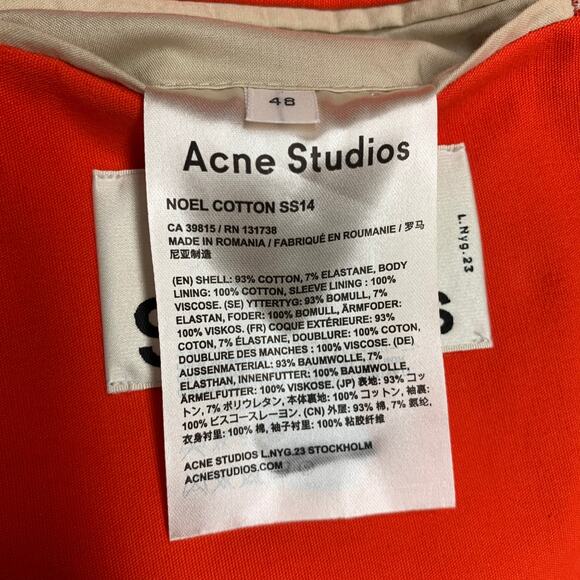 ACNE STUDIOS Size 38 Orange Cotton Blend Sport Coat - Picture 9 of 10